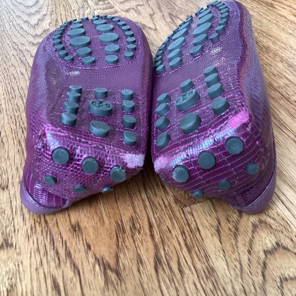 Tory Burch Croc Embossed Leather Driving Moccasins Loafer Shoes Purple SIZE 11 - Picture 7 of 7